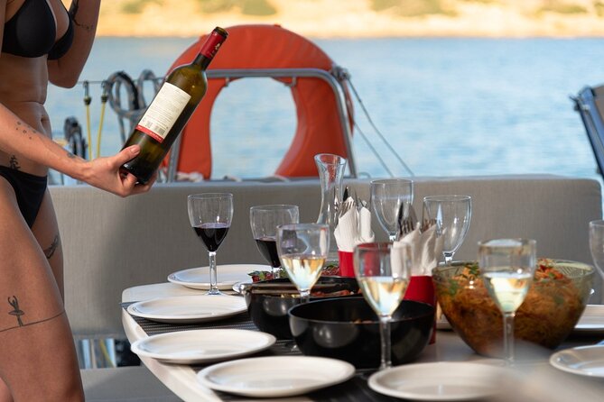 Ag. Nikolaos: Catamaran Trip with Sushi, Drinks, & Water Toys - Dinner, drinks, and the question of sushi