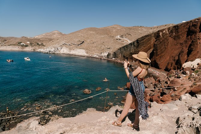 Archaeological Bus Tour To Akrotiri Excavations & Red Beach - Perissa or Perivolos: a useful swim stop with one detail to check