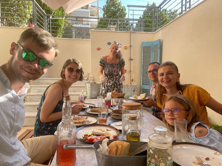 Athens: Greek Souvlaki Pita Gyros Cooking Class with a Local - Sitting down to eat what you made