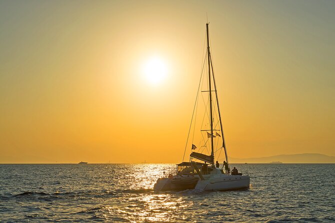 Athens Semi Private Sunset Catamaran Cruise with meal & drinks - Seafood pasta, Greek salads, and sunset drinks