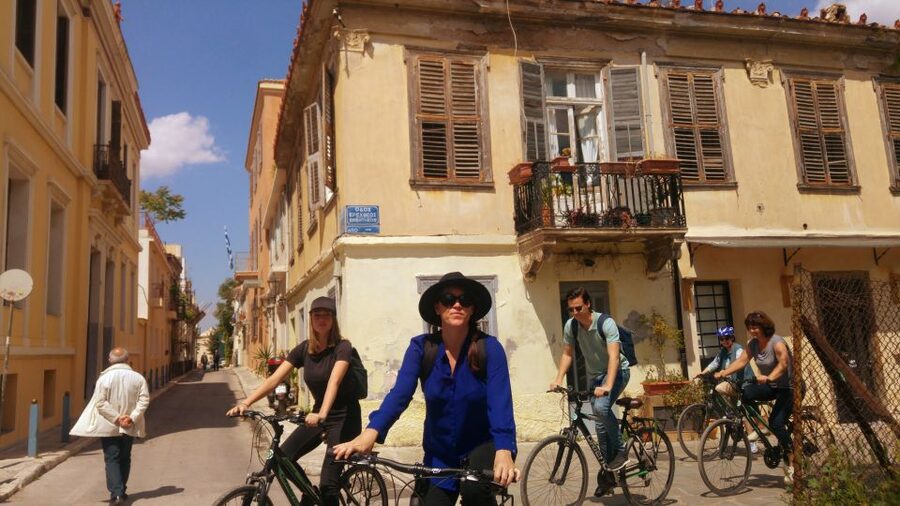 Athens: Sunset Bike Tour - The final light at the Temple of Olympian Zeus