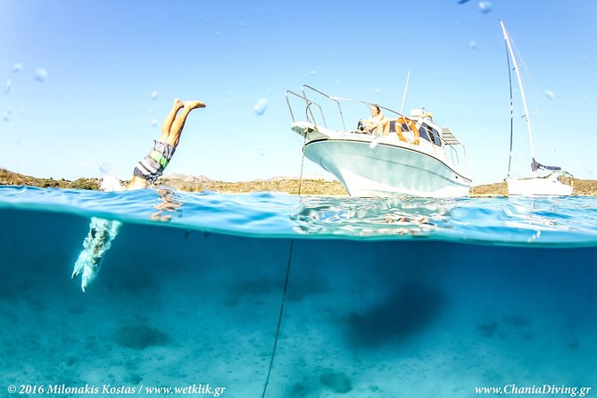 Boat Trip in Crete with Guided Snorkeling and Free Pick up! - First swims near Kalathas and Machairida