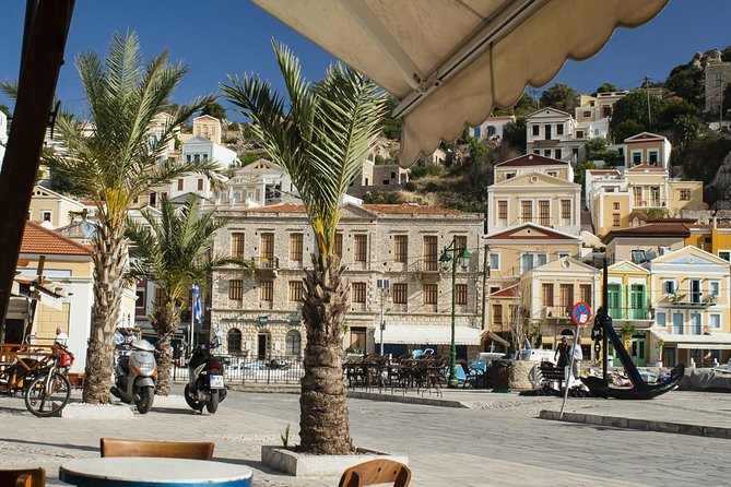 Boat Trip to Symi Island with swimming stop at St George Bay - Arriving in Symi Harbor