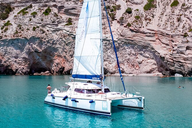 Catamaran Full-Day of Milos and Poliegos With Lunch & BBQ - Kleftiko: White Rock, Clear Water, and Pirate Lore