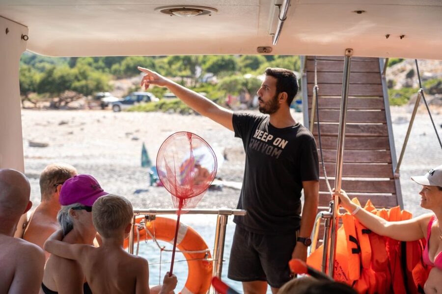 Chania: Menies Beach & Chironisia Bay Cruise with Snorkeling - What the boat setup is really like