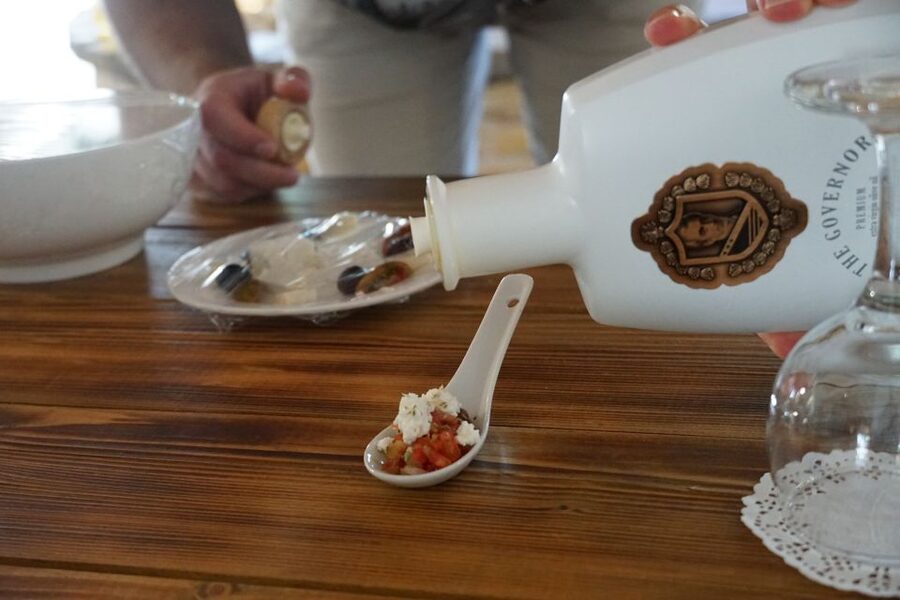 Corfu: Olive Oil Experience - The Governor's Olive Mill - The tasting with bread, cheese, and local snacks