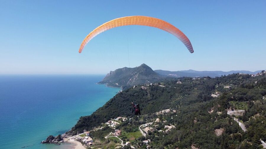 Corfu: Paragliding Tandem Flight Above Pelekas Town - When free flying becomes a motorized paratrike flight