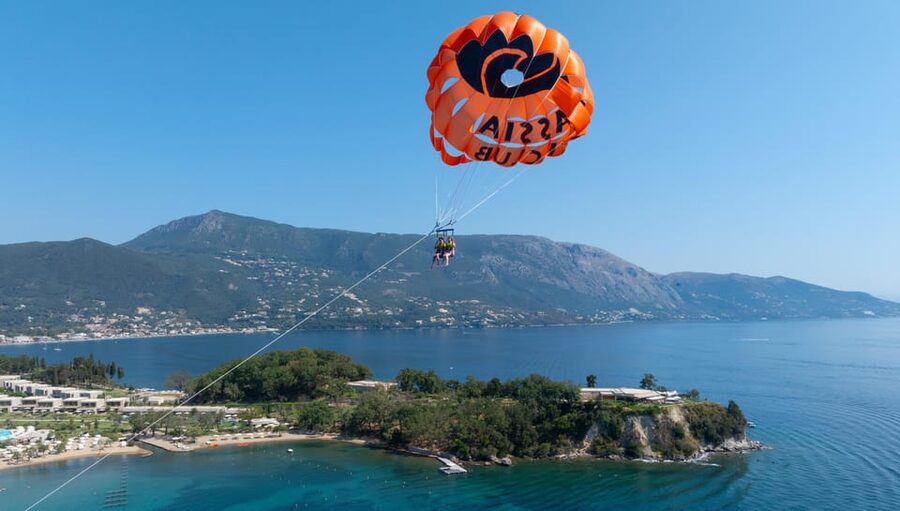Corfu: Watersports Combo for 2 - Parasailing above the Corfu coast