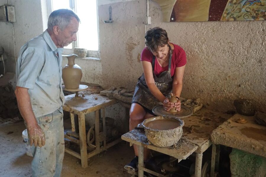 Crete: Full-Day Cretan Wines, Olive Oil, Raki and Food Tour - Pottery in Thrapsano