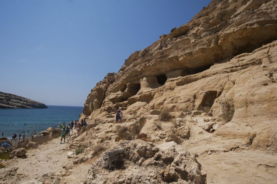 Crete: Matala Beach and Hippie caves, Red beach - Getting from Crete’s north coast to Matala