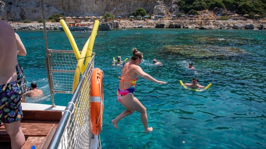 Faliraki: Boat Trip to Afantou Caves, Antony Quinn, Ladiko - What the crew provides on the boat