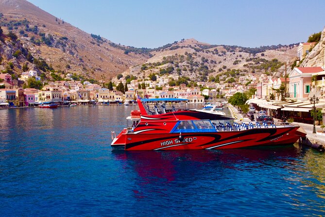 Fast Boat To Symi with a swimming stop at St George's Bay! (Only 1hr journey) - Finding Rhodes Sea Lines at the harbor