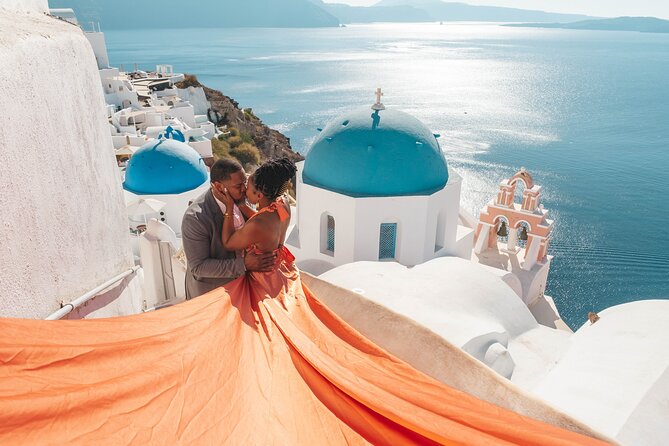 Flying Dress Santorini Photoshoot - Walking Oia’s marble lanes to the best views