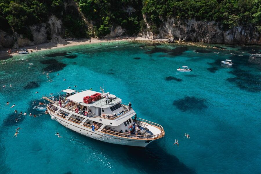 From Benitses/Lefkimmi: Blue Lagoon & Papanikolis Cruise - Syvota adds a mainland village break