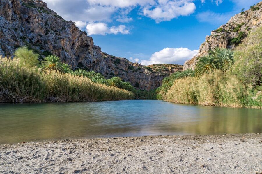 From Chania: Preveli Palm Beach Day Tour - A village coffee stop in Asomatos or Spili