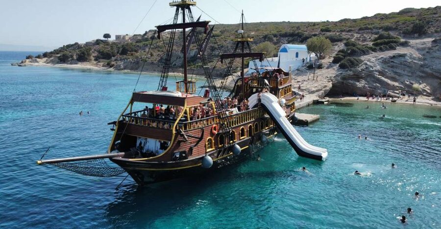 From Kos: 3-Island Pirate Cruise with Lunch and Waterslide - Kalymnos: the best stop for walking and local character