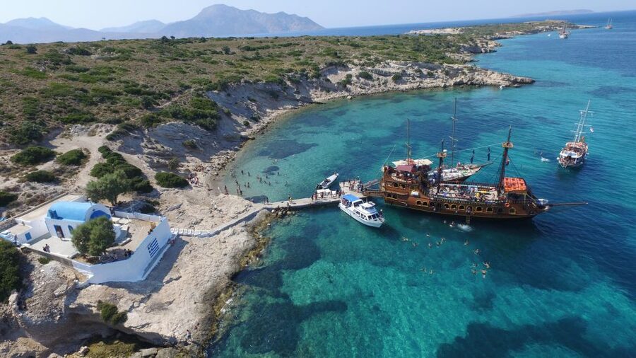 From Kos: 3-Island Pirate Cruise with Lunch and Waterslide - Pserimos: a small island stop with time for a stroll