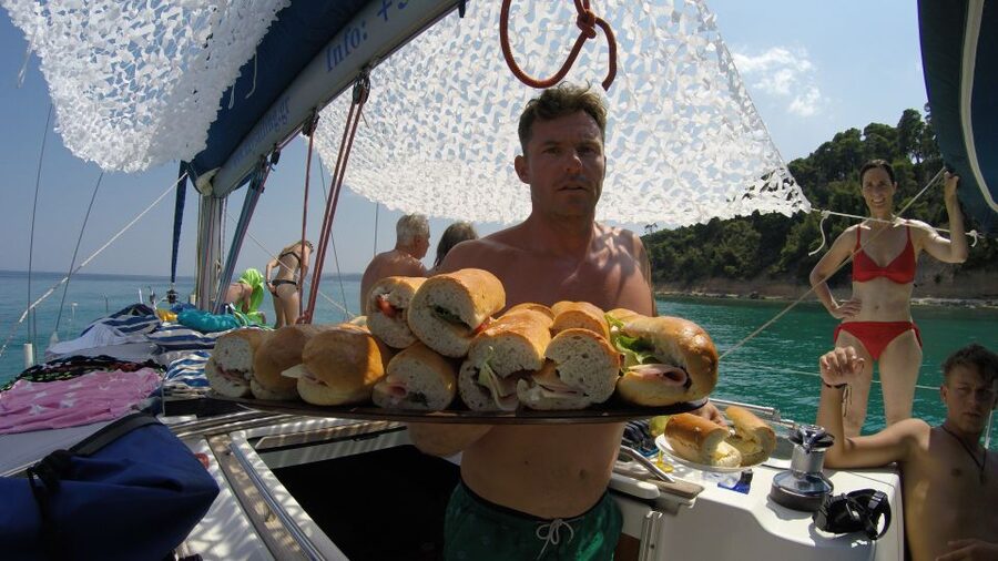 From Nea Fokea: Chalkidiki 6-Hour Cruise by Sailing Boat - Afytos, the first swim