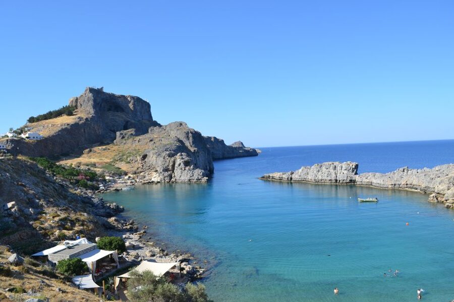 From Rhodes: Lindos and 7 Springs Valley Bus Tour - Climbing the Acropolis above the village