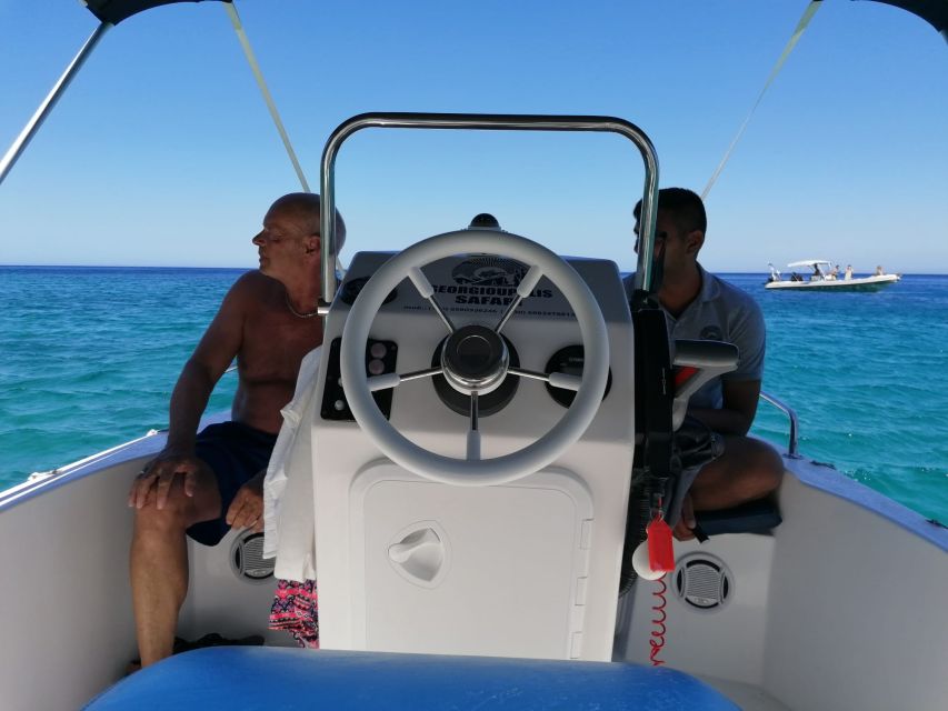 Georgioupolis: Rent a Boat Safari Sea Tour - Omprogialos swimming and snorkeling stop