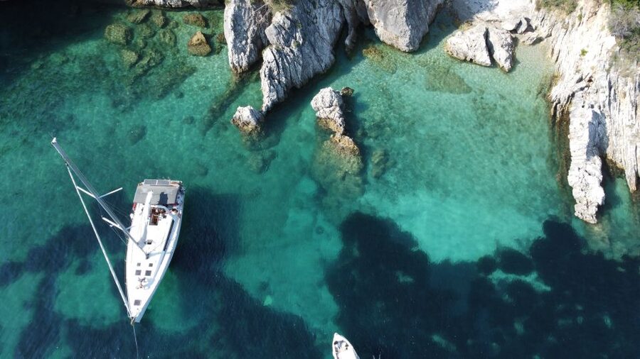 Gouvia: Corfu Island Sailing Trip with Snack and Soft Drinks - Barbati Beach: your first swim in clear water
