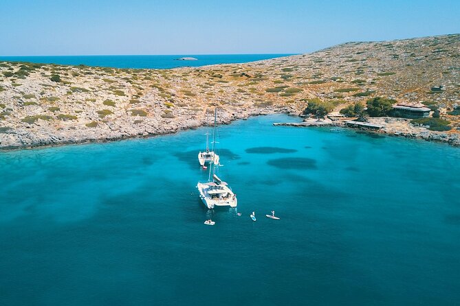 Heraklion: Catamaran Cruise to Dia with Sunset, Meal & Bar - Sailing Out of Heraklion Toward Dia Island