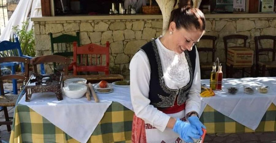 Heraklion: Cretan Cooking Lesson with Lunch in Arolithos - A generous meal with wine and a view