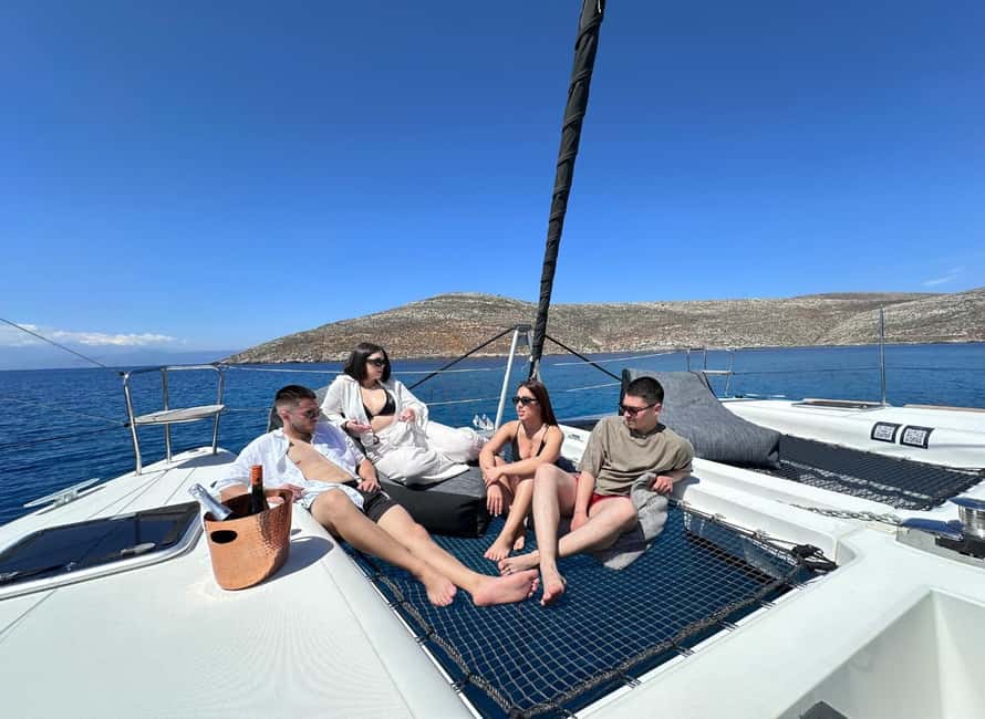 Heraklion Luxury Catamaran Dia Isla -Gourmet Lunch Top Rated - Comfort, shade, and the feel of the catamaran