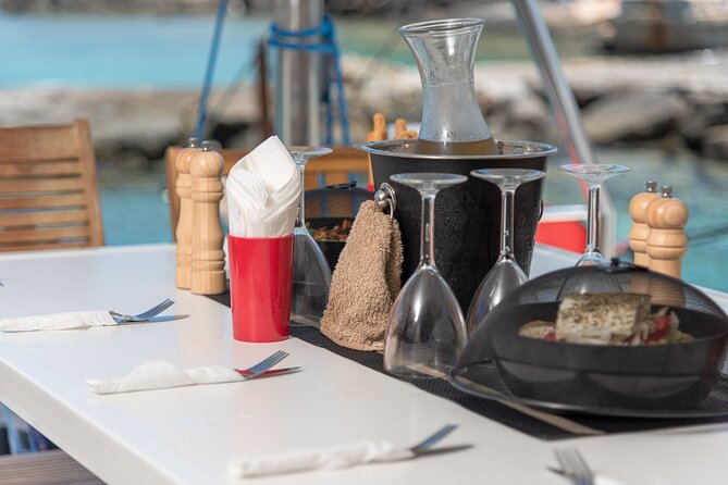 Hersonissos: Luxury Sunset Catamaran Cruise Sushi & Open Bar - Sushi, fruit, and the open bar