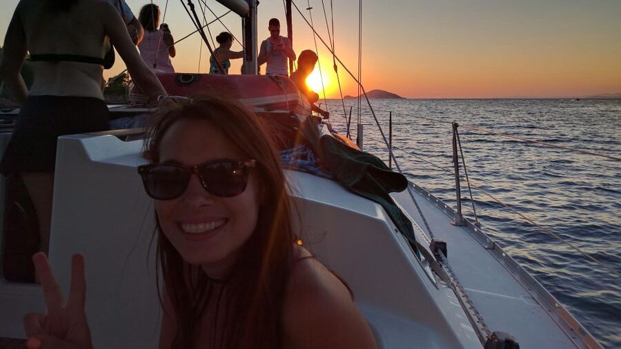 Kassandra: Sunset Sailing Boat Tour of Secluded Coves - The swimming stop at a quiet Halkidiki cove