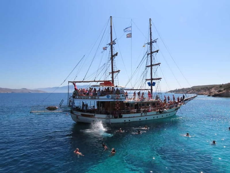 Kos : 3-Island Wooden Ship Cruise w/ Lunch on Captain Hook - Food, music, and the social mood onboard