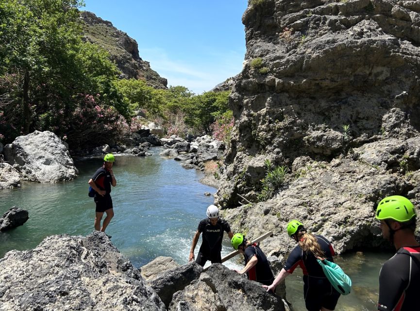 Kourtaliotiko Gorge: Guided River Trekking with Lunch - Getting equipped above the gorge