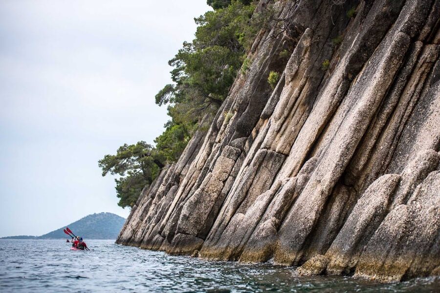 Lefkada: Blue Cave Kayak Tour with a Taste of Greece - A sea-kayak view of Lefkada’s Rouda Bay