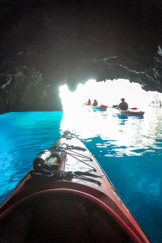 Lefkada: Blue Cave Kayak Tour with a Taste of Greece - A Greek snack on a tiny beach