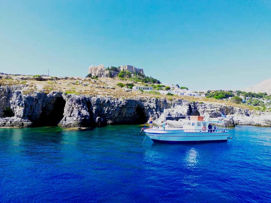Lindos, Pefkos: Summer Breeze All Inclusive Sunset Cruise - St. Paul’s Bay from a different angle
