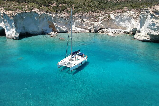 Milos caves snorkelling Catamaran Cruise in a small group - Kalogries Beach begins the swimming