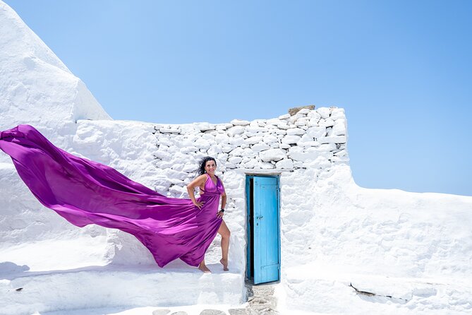 Mykonos Flying Dress Photoshoot - From windmills to churches and Mykonos Town