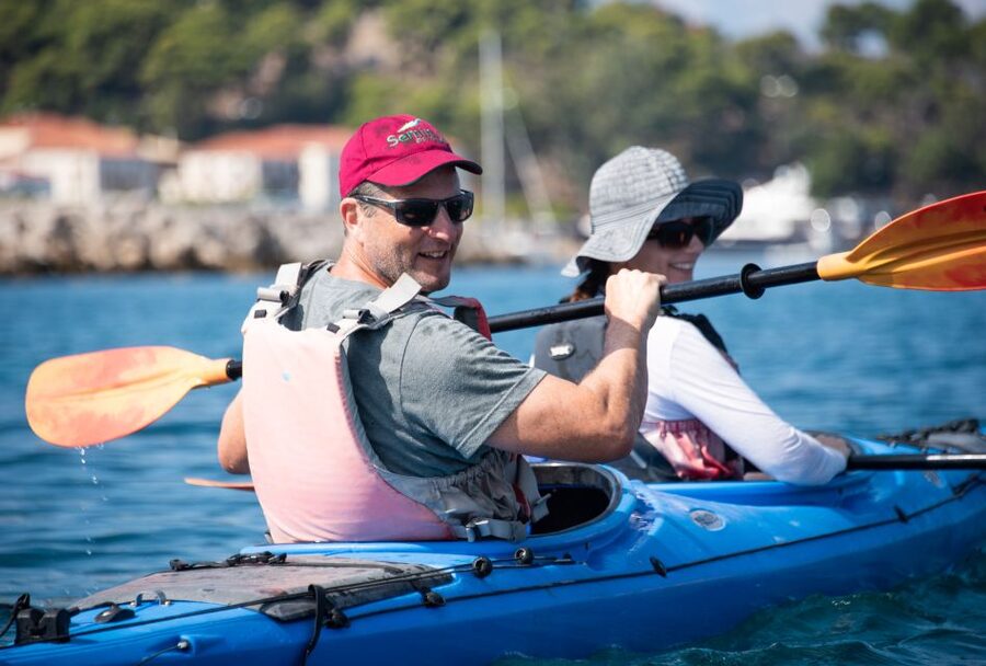 Navarino Bay: Sea Kayaking with Lunch - Paddling west toward Sfacteria