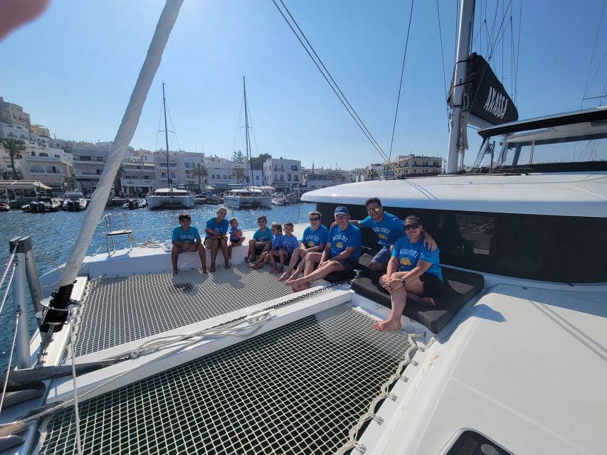 Naxos: Catamaran Cruise with Swim Stops, Food, and Drinks - A day between Naxos and the Cyclades