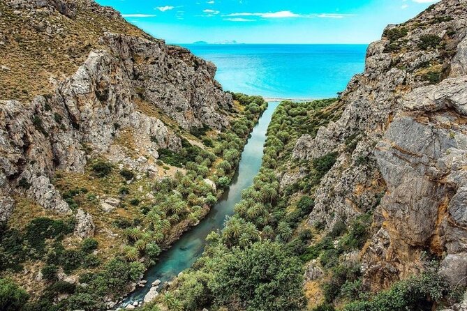Preveli Beach and Plakias Full-Day Trip From Rethymno - Preveli Beach and Palm Beach: river, palms, and a rocky shoreline