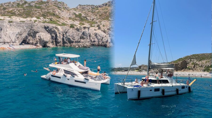 Rhodes: All-Inclusive Catamaran Cruise with Lunch and Drinks - Kallithea Springs for the final swim