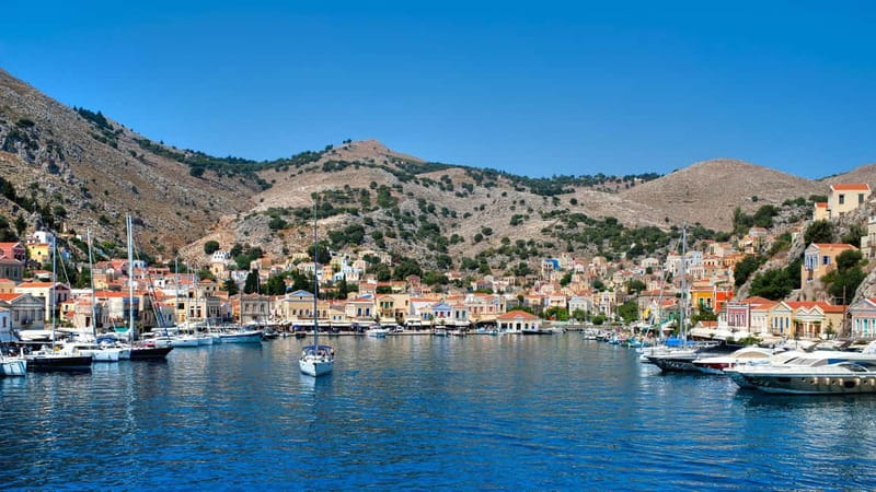 Rhodes: Boat trip to Symi island with swimming at St. George - The approach to Symi is the visual highlight