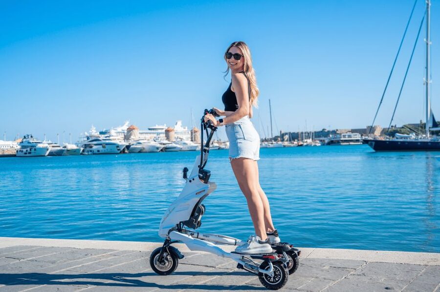 Rhodes: Explore the New and Medieval City on Trikkes - Learning the Trikke near Rhodes Town Hall