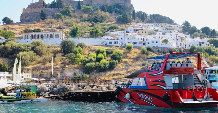 Rhodes: High Speed Boat Trip to Lindos - Visiting the Acropolis above the village