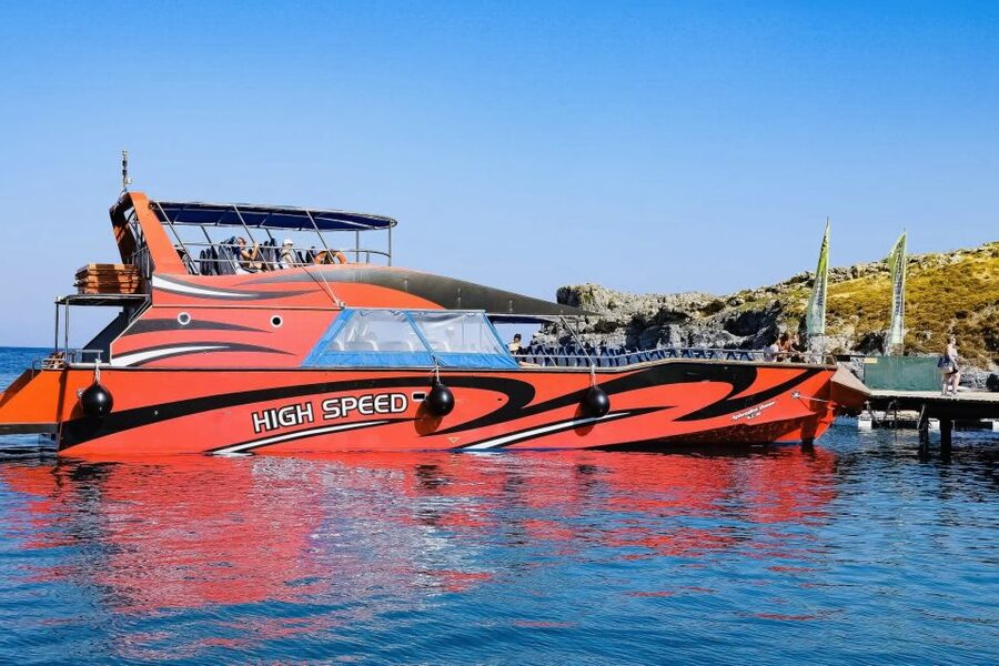 Rhodes: High Speed Boat Trip to Lindos - Swimming at Lindos Bay and St. Paul’s Bay