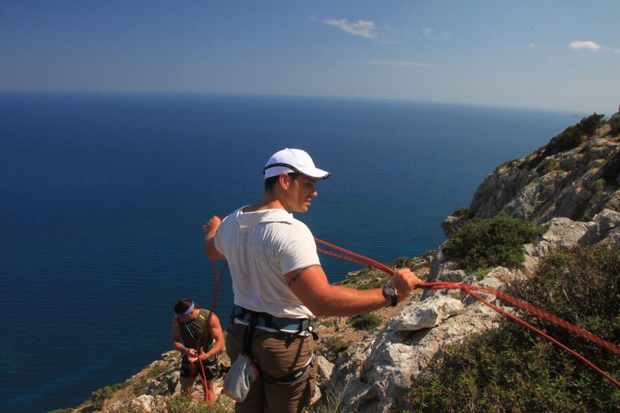 Rhodes: Ladiko Bay Rock Climbing and Rappelling Experience - The coastal hike to the cave
