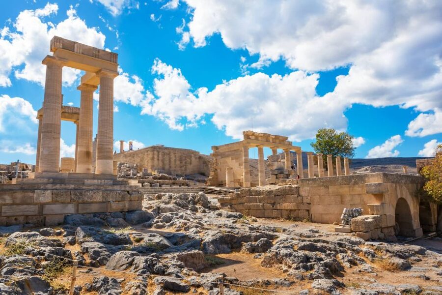 Rhodes: Lindos Acropolis Entry Ticket & Optional Audio Guide - What you see inside the ancient sanctuary