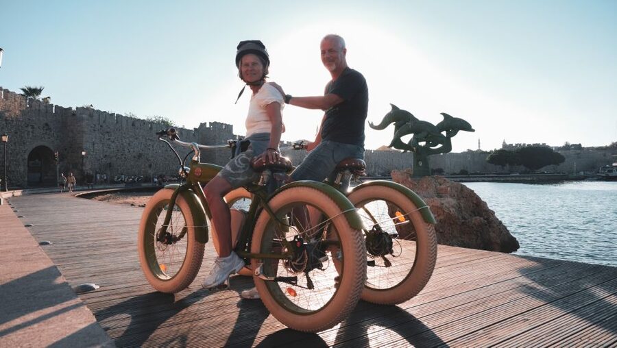 Rhodes: Retro eBike Highlights Tour w/ Personal Photographer - Mandraki Harbour and the sea air