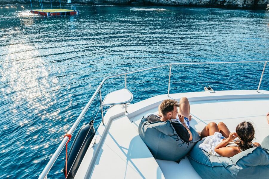 Rhodes: Sunset Catamaran Cruise with Dinner Buffet & Drinks - The first 45 minutes along Rhodes’ east coast