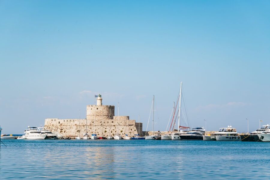 Rhodes: Sunset Catamaran Cruise with Dinner Buffet & Drinks - Kalithea Bay: swimming from the anchor